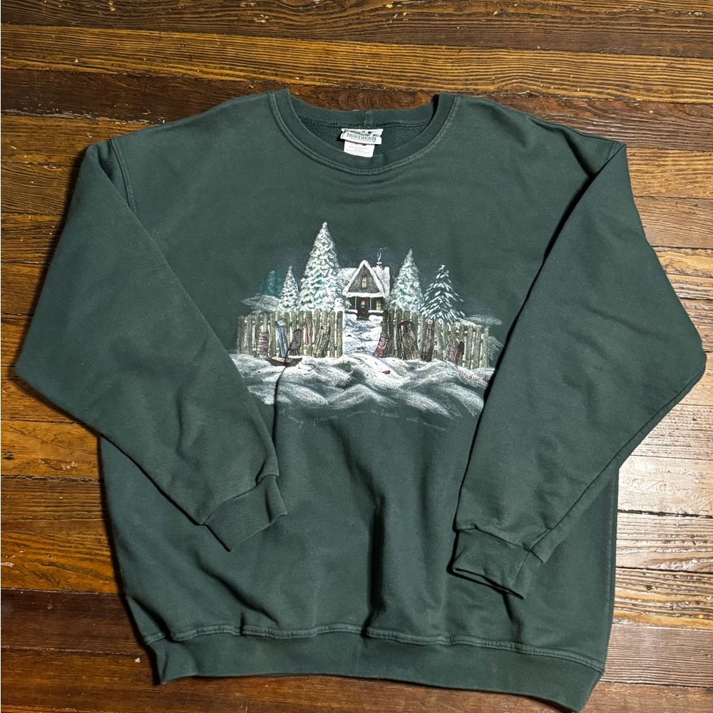 Vintage 90s Northern Reflections Winter Sweatshirt Adult Sz XL Cottagecore